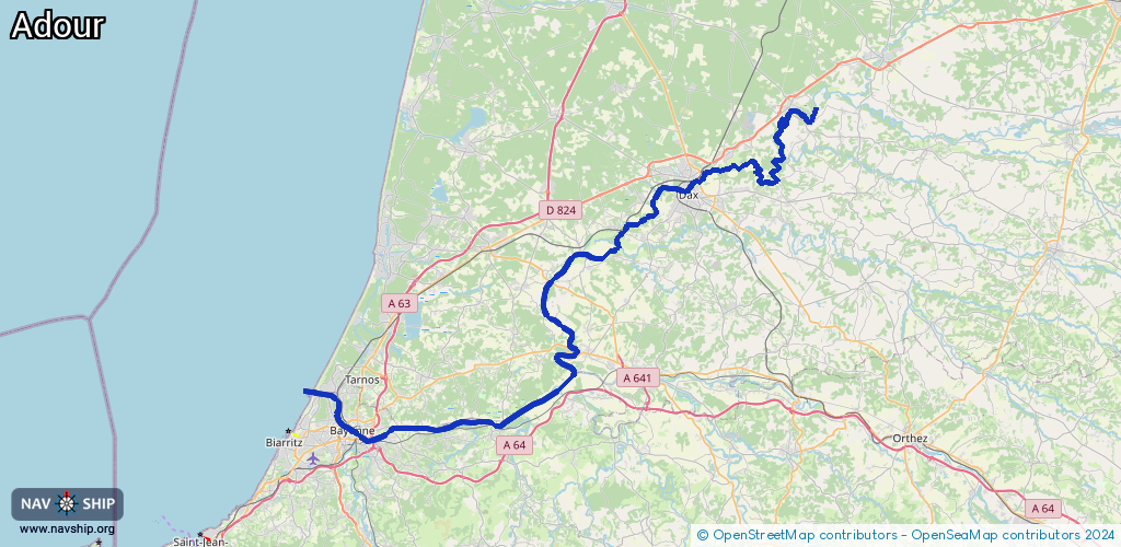 Routenverlauf Adour