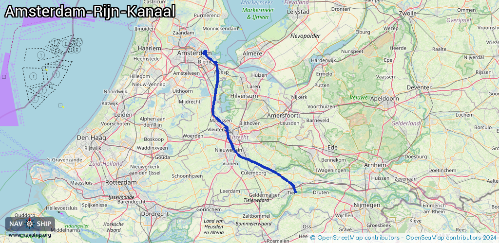 Routenverlauf Amsterdam-Rijn-Kanaal
