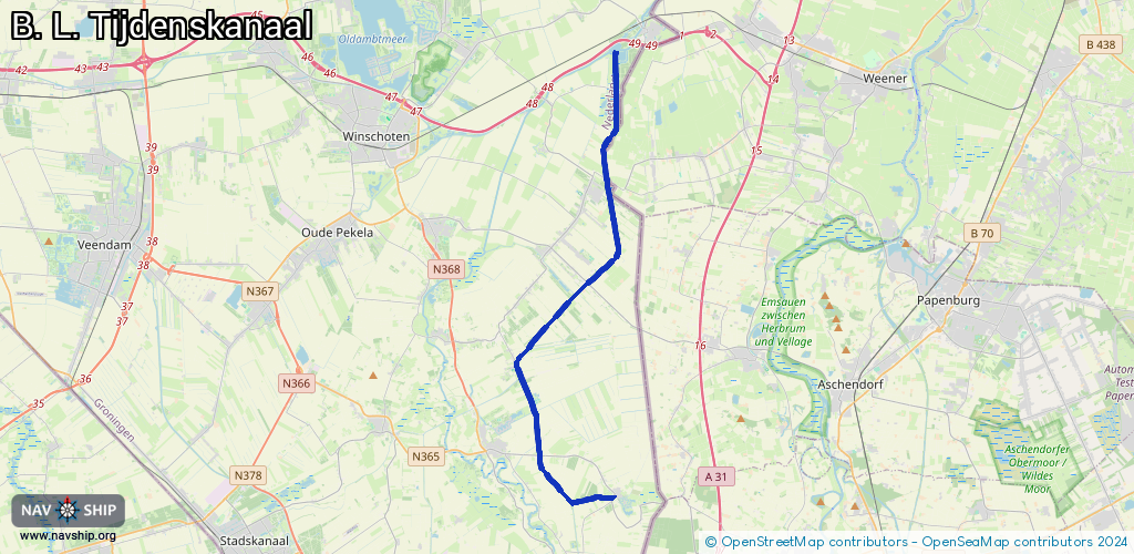 Routenverlauf B. L. Tijdenskanaal