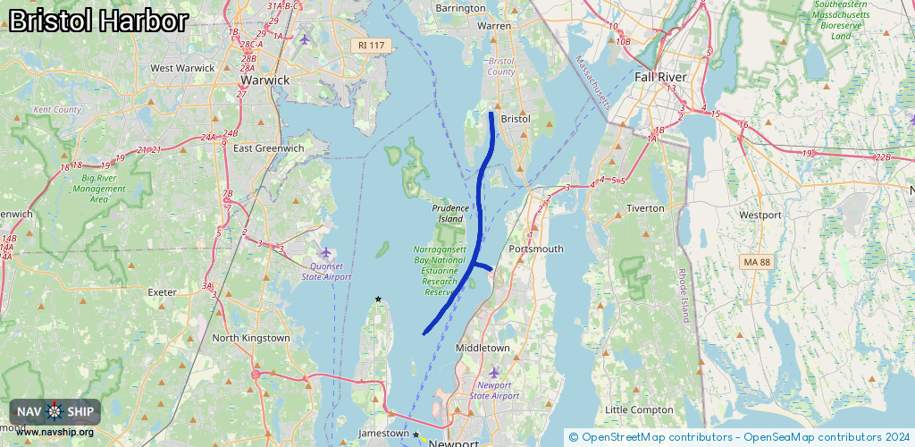 Routenverlauf Bristol Harbor
