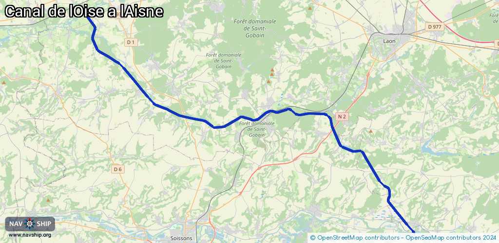 Routenverlauf Canal de lOise a lAisne