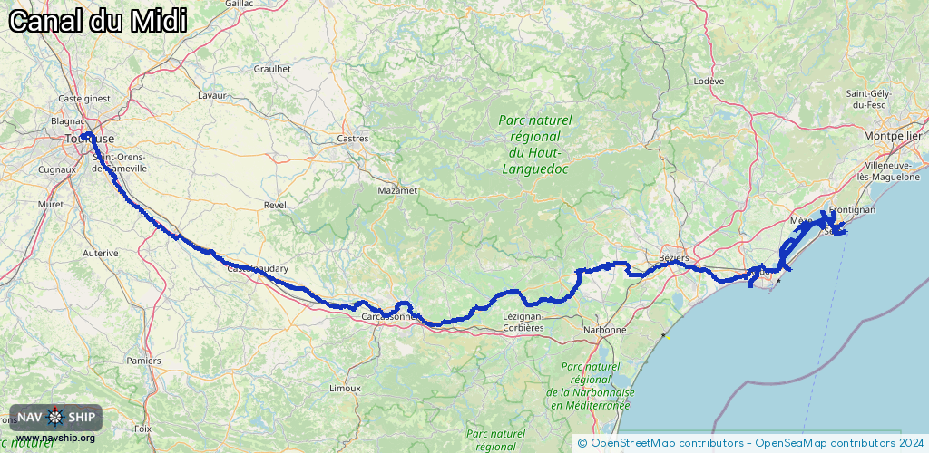 Routenverlauf Canal du Midi
