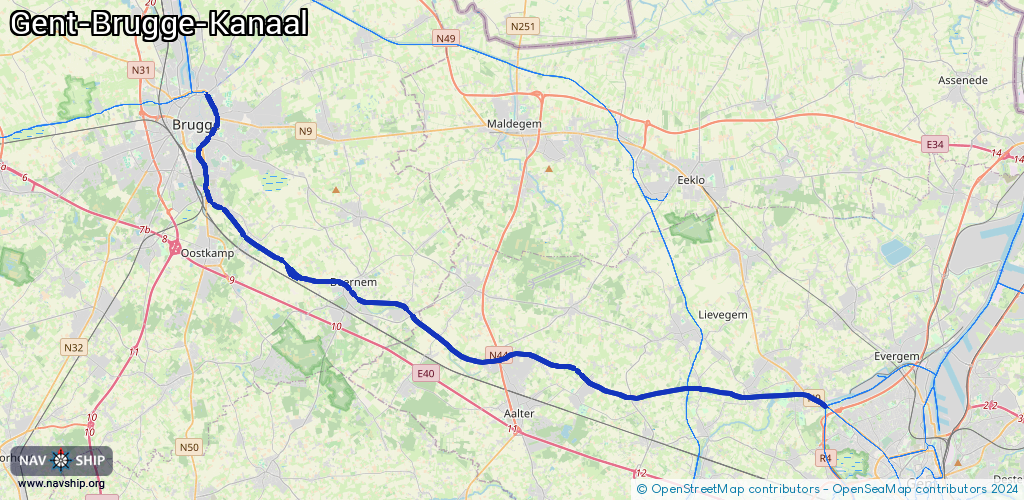 Routenverlauf Gent-Brugge-Kanaal
