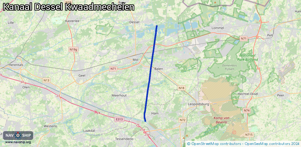 Routenverlauf Kanaal Dessel Kwaadmechelen