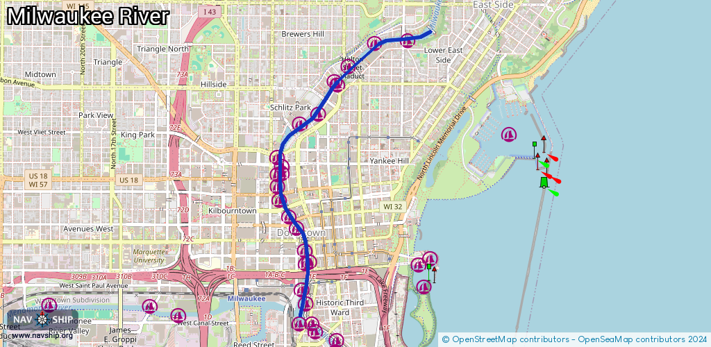 Routenverlauf Milwaukee River