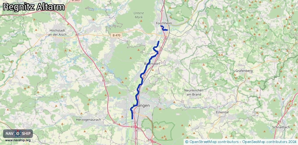 Routenverlauf Regnitz Altarm