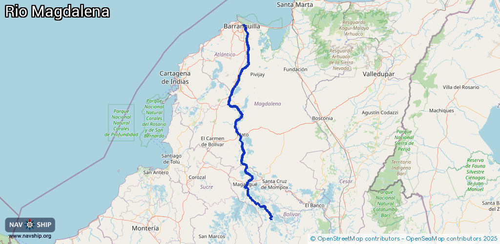 Routenverlauf Rio Magdalena