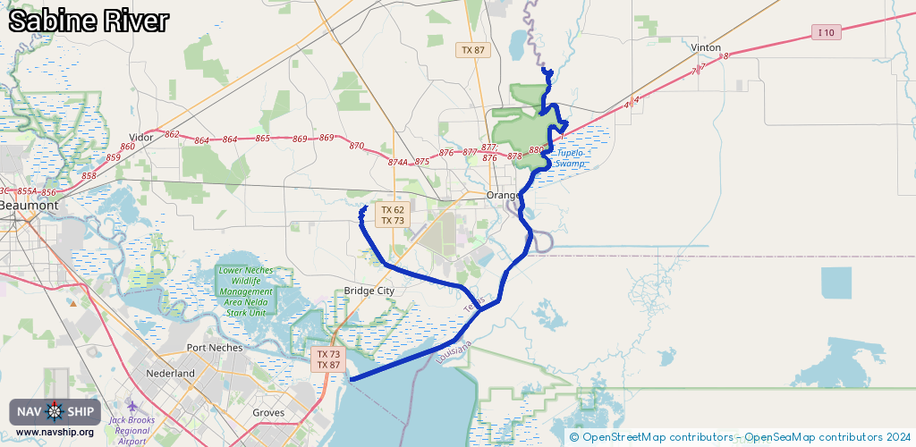 Route Sabine River