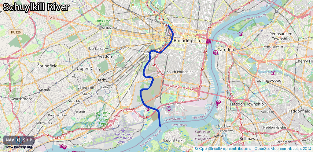 Routenverlauf Schuylkill River
