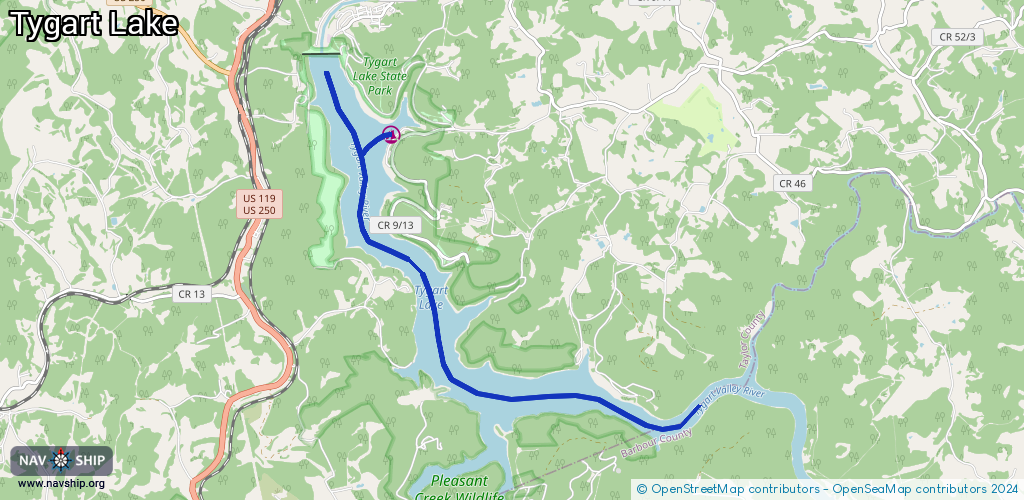 Route Tygart Lake